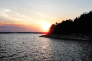 sundown at Beaver Lake in Arkansas